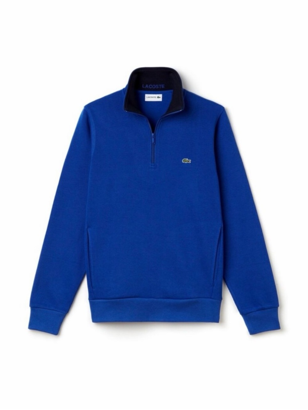 NWT Lacoste Quarter Zip Cotton Blue Preppy Pullover Sweatshirt‎